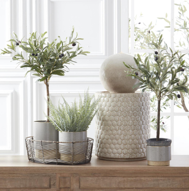 Oval Chevron Pattern Bamboo &amp; Metal Baskets