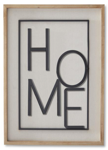 Cream Wood Home Framed Raised Black Metal Sign