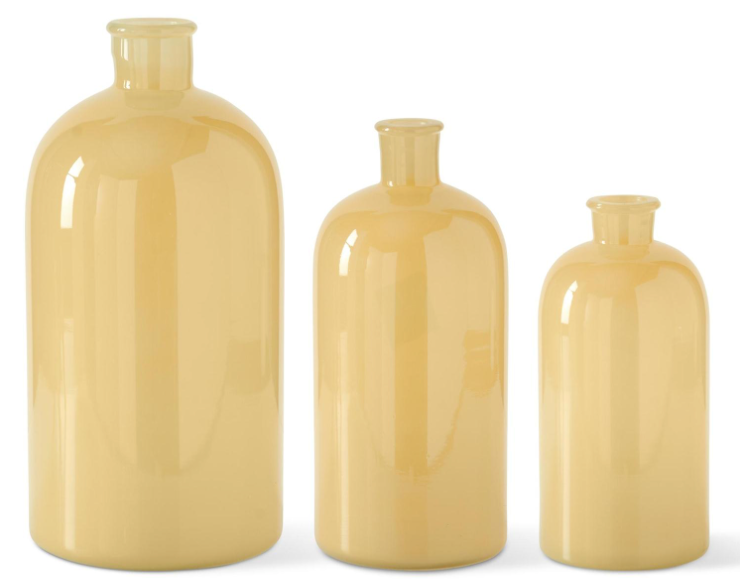 Hand Sprayed Yellow Glass Bottles