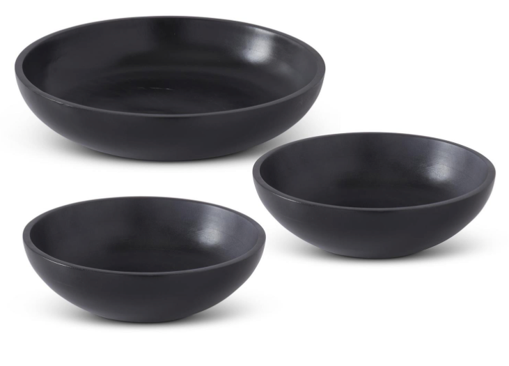 Handcrafted Black Wood Nesting Bowls