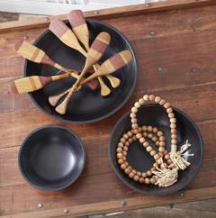 Handcrafted Black Wood Nesting Bowls