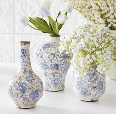 Blue and White Ceramic Bud Vases