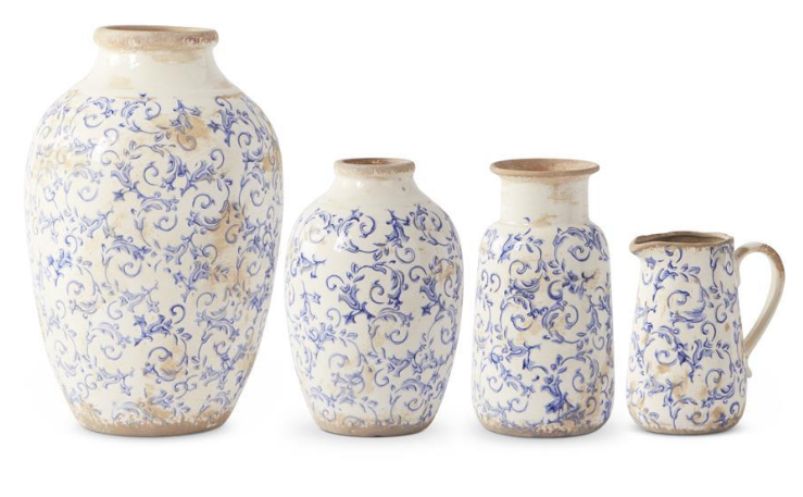 Vintage Blue and White Ceramic Vases