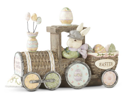 11 Inch Happy Easter Glittered Bunny Train