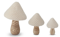 Cream fabric & Wood Mushrooms