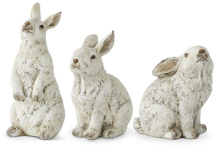 Large Gray Resin Bunnies