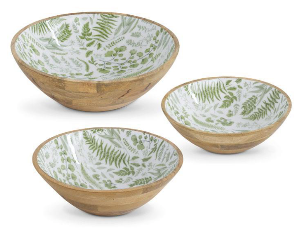 Fern Enameled Wood Bowls