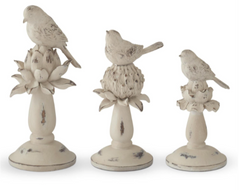 Weathered Cream Bird & Artichoke Finials