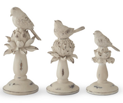 Weathered Cream Bird & Artichoke Finials