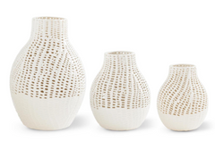 White Ceramic Basket Weave Vase