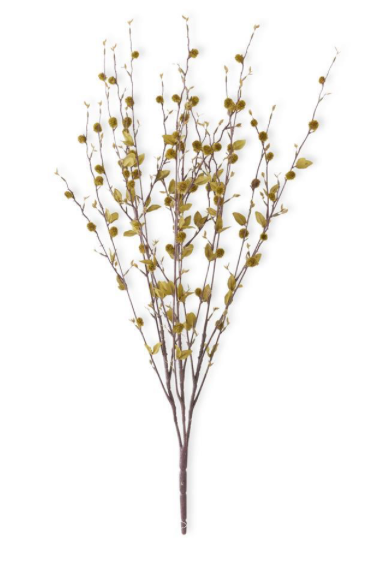 28 Inch Green Pussy Willow Spray w/ Mini Foliage