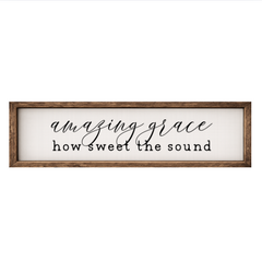 Amazing Grace How Sweet the Sound – Rustic Wood Framed Sign