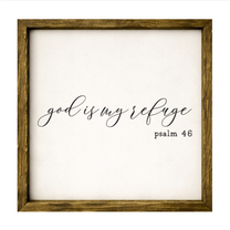 God is My Refuge – Rustic Wood Framed Sign