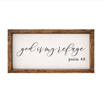 God is My Refuge – Rustic Wood Framed Sign