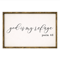 God is My Refuge – Rustic Wood Framed Sign