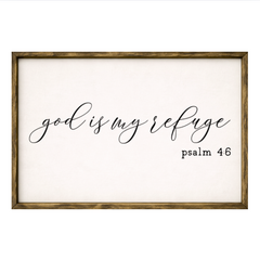 God is My Refuge – Rustic Wood Framed Sign