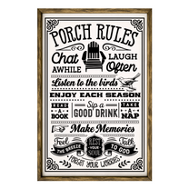 Porch Rules  – Rustic Wood Framed Sign