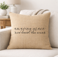 Amazing Grace – Faith-Inspired Linen Throw Pillow