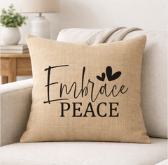 Embrace Peace – Faith-Inspired Linen Throw Pillow