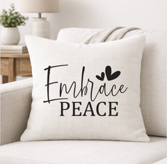 Embrace Peace – Faith-Inspired Linen Throw Pillow