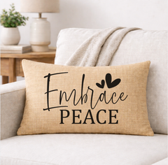 Embrace Peace – Faith-Inspired Linen Throw Pillow