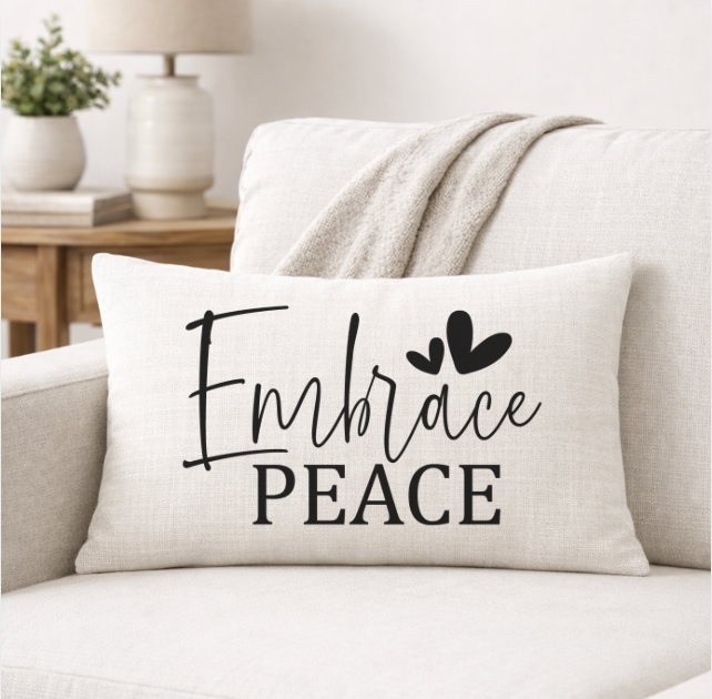 Embrace Peace – Faith-Inspired Linen Throw Pillow
