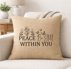 Peace Be Still – Faith-Inspired Linen Throw Pillow