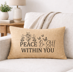 Peace Be Still – Faith-Inspired Linen Throw Pillow