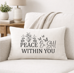 Peace Be Still – Faith-Inspired Linen Throw Pillow