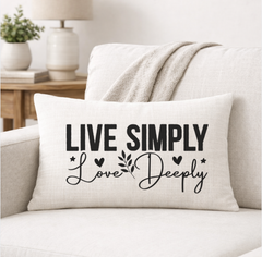 Live Simply Love Deeply – Faith-Inspired Linen Throw Pillow