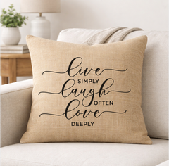Live, Laugh, Love – Faith-Inspired Linen Throw Pillow