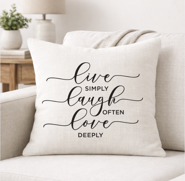 Live, Laugh, Love – Faith-Inspired Linen Throw Pillow