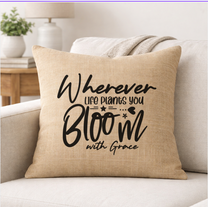 Bloom With Grace – Faith-Inspired Linen Throw Pillow