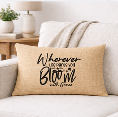 Bloom With Grace – Faith-Inspired Linen Throw Pillow