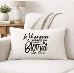 Bloom With Grace – Faith-Inspired Linen Throw Pillow