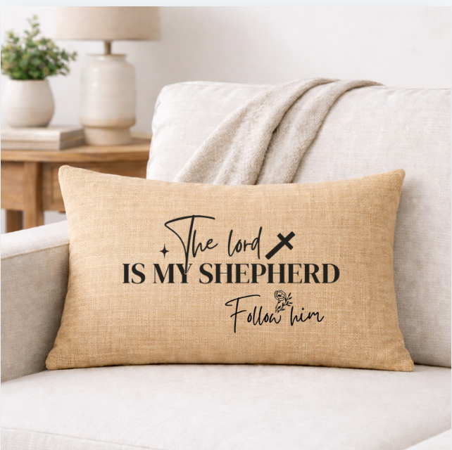 The Lord Is My Shepard – Faith-Inspired Linen Throw Pillow
