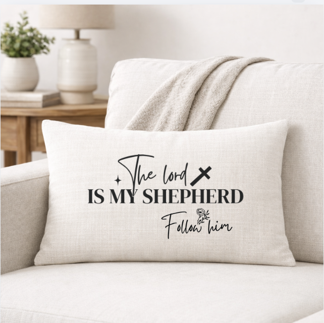 The Lord Is My Shepard – Faith-Inspired Linen Throw Pillow