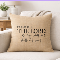 Psalm 23:1 – Faith-Inspired Linen Throw Pillow