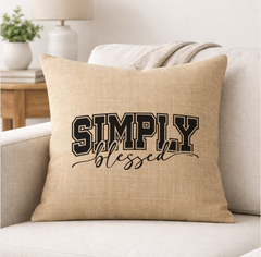 Simply Blessed – Faith-Inspired Linen Throw Pillow