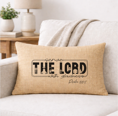 Serve The Lord – Faith-Inspired Linen Throw Pillow