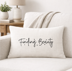 Finding Beauty – Faith-Inspired Linen Throw Pillow