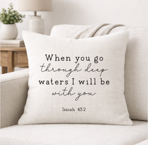 Isaiah 43:2 – Faith-Inspired Linen Throw Pillow