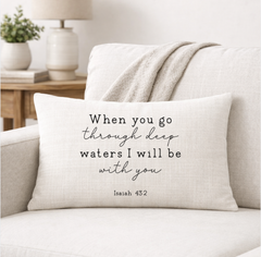 Isaiah 43:2 – Faith-Inspired Linen Throw Pillow