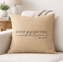 John 20:27 – Faith-Inspired Linen Throw Pillow