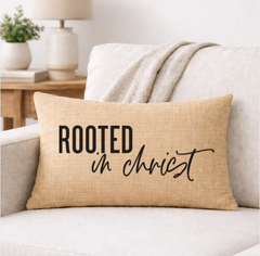 Rooted in Christ – Faith-Inspired Linen Throw Pillow