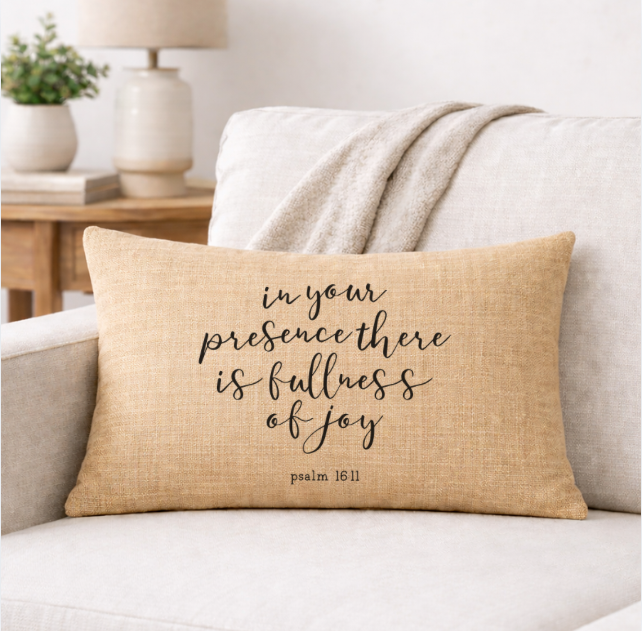 Psalm 16:11 – Faith-Inspired Linen Throw Pillow