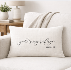 God is My Refuge – Faith-Inspired Linen Throw Pillow