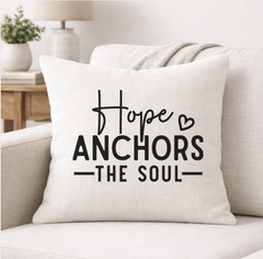 Hope Anchors the Soul – Faith-Inspired Linen Throw Pillow