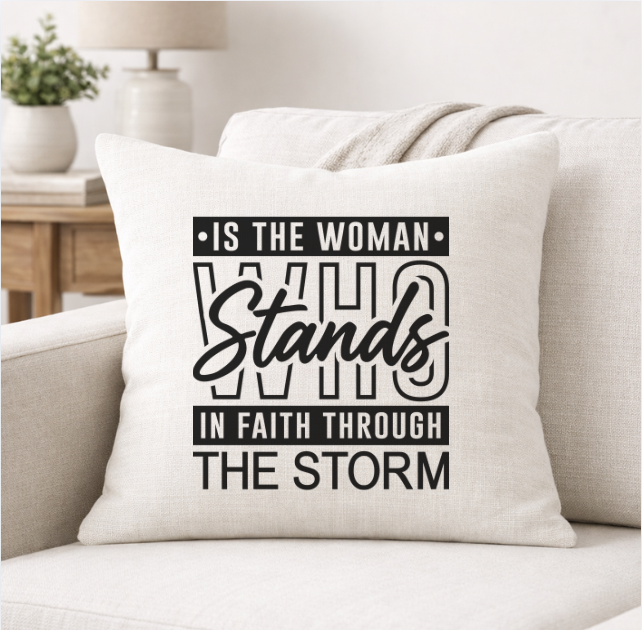 Faith Through The Storm – Faith-Inspired Linen Throw Pillow