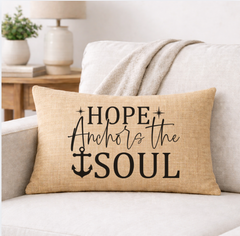 Hope Anchors the Soul – Faith-Inspired Linen Throw Pillow